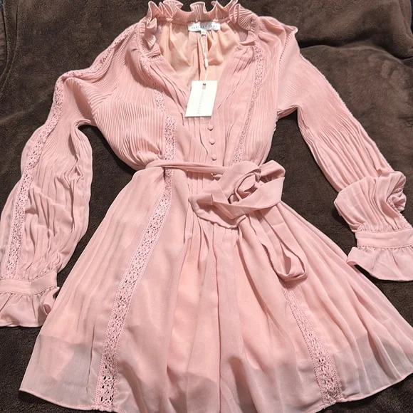 chinese dress ladies Baby Pink Lace Cut Out Ruffle Layered Romper main image 0